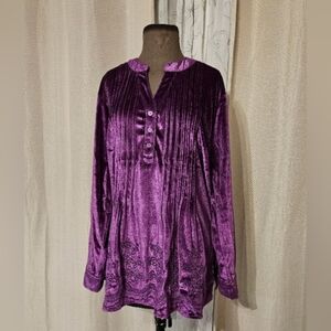 Salon Studio NWT Velvet Purple Pleated Floral Bottom Fairycore Babydoll Blouse